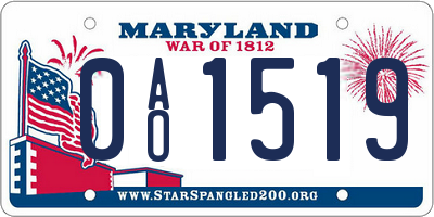 MD license plate 0AO1519
