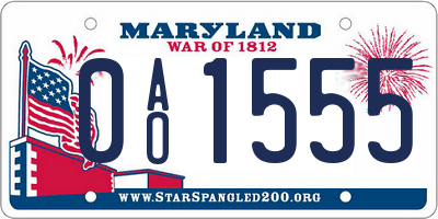 MD license plate 0AO1555
