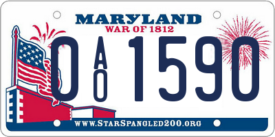 MD license plate 0AO1590