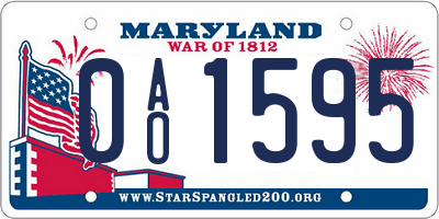 MD license plate 0AO1595