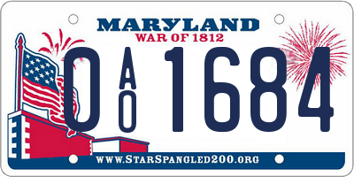 MD license plate 0AO1684