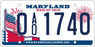 MD license plate 0AO1740