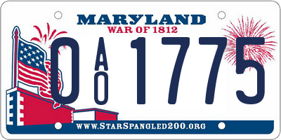 MD license plate 0AO1775