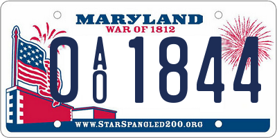MD license plate 0AO1844