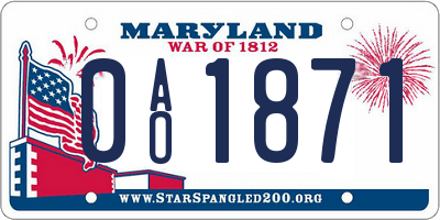 MD license plate 0AO1871