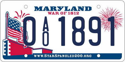 MD license plate 0AO1891