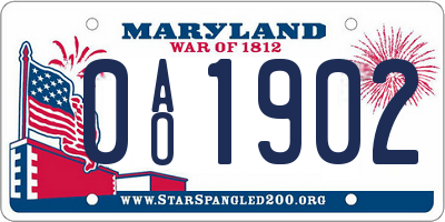 MD license plate 0AO1902