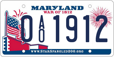 MD license plate 0AO1912
