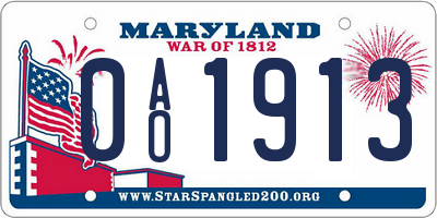 MD license plate 0AO1913