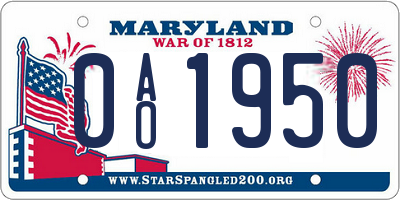 MD license plate 0AO1950