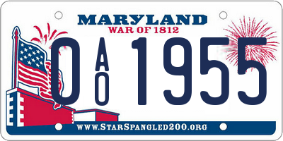 MD license plate 0AO1955