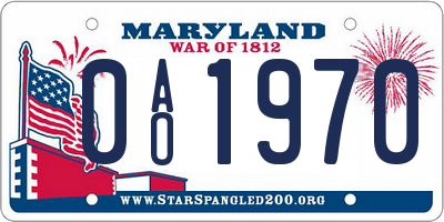 MD license plate 0AO1970