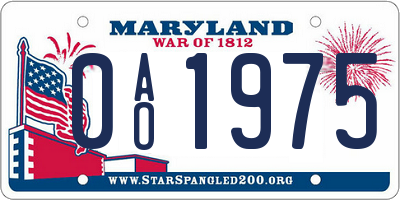 MD license plate 0AO1975