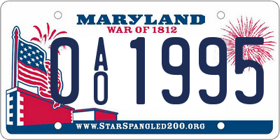 MD license plate 0AO1995