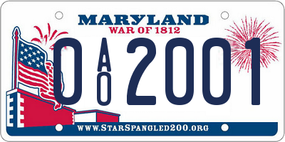 MD license plate 0AO2001