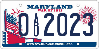 MD license plate 0AO2023