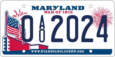 MD license plate 0AO2024