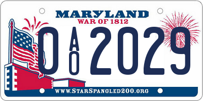 MD license plate 0AO2029