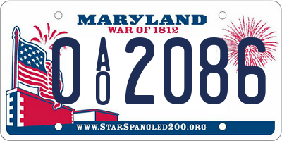 MD license plate 0AO2086