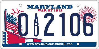 MD license plate 0AO2106