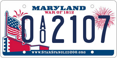 MD license plate 0AO2107