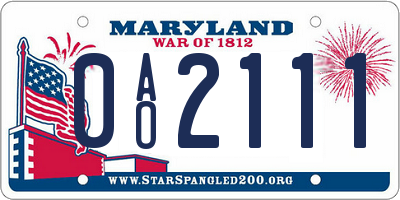 MD license plate 0AO2111