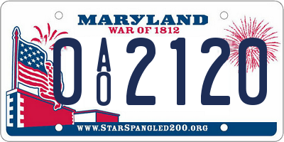 MD license plate 0AO2120