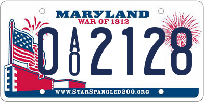 MD license plate 0AO2128