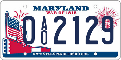 MD license plate 0AO2129