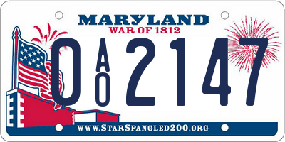 MD license plate 0AO2147