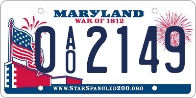 MD license plate 0AO2149