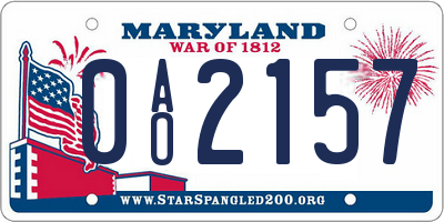 MD license plate 0AO2157