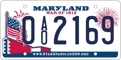 MD license plate 0AO2169