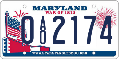 MD license plate 0AO2174