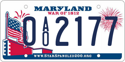 MD license plate 0AO2177