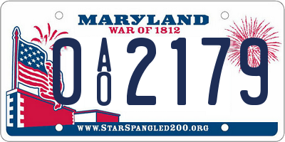 MD license plate 0AO2179