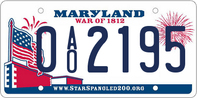 MD license plate 0AO2195