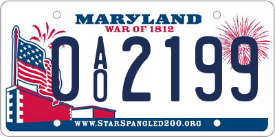 MD license plate 0AO2199