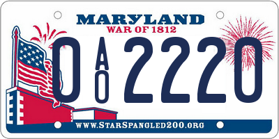 MD license plate 0AO2220