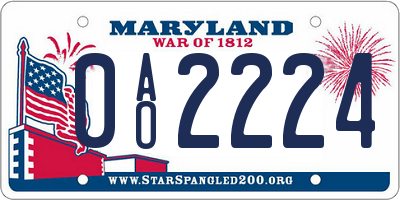 MD license plate 0AO2224