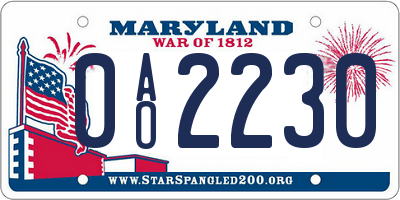 MD license plate 0AO2230