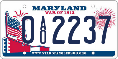 MD license plate 0AO2237