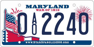 MD license plate 0AO2240