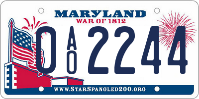 MD license plate 0AO2244