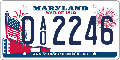 MD license plate 0AO2246