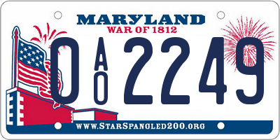 MD license plate 0AO2249