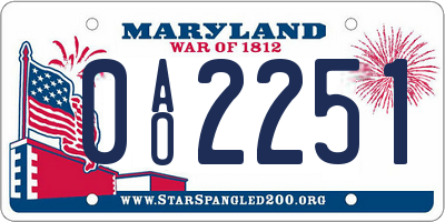 MD license plate 0AO2251