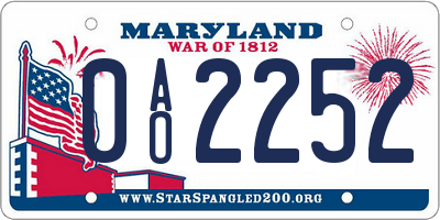 MD license plate 0AO2252