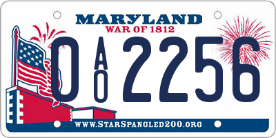 MD license plate 0AO2256