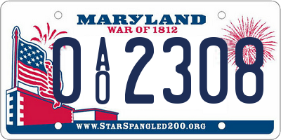 MD license plate 0AO2308